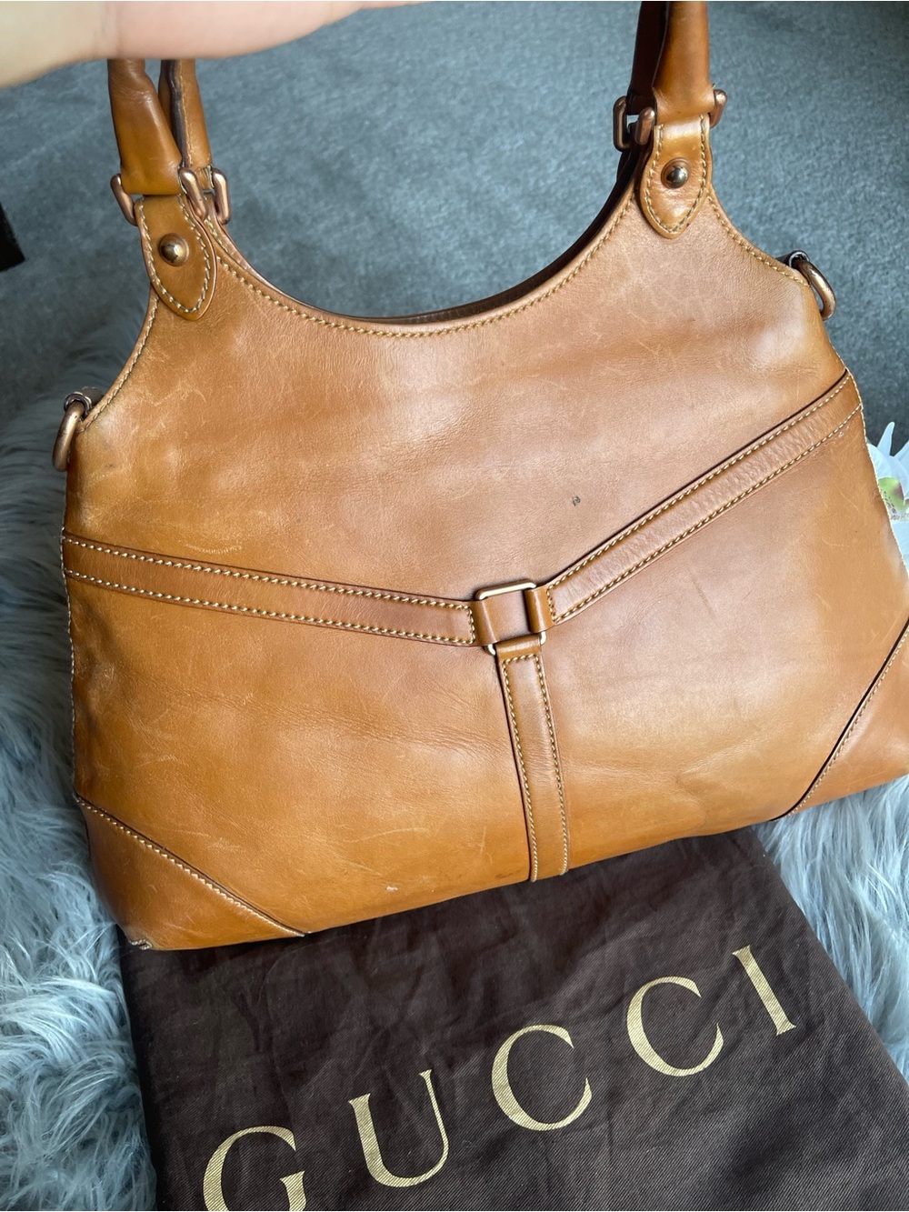 Authentic Gucci vintage interlock GG hobo tan shoulder bag - Picture 6 of 16